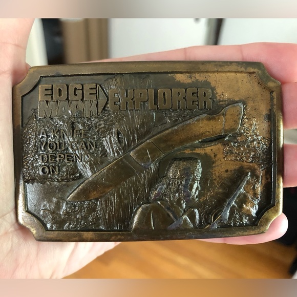 Vintage 1977 Edge Mark Explorer “A Knife You Can Depend On” Belt Buckle - Picture 7 of 7